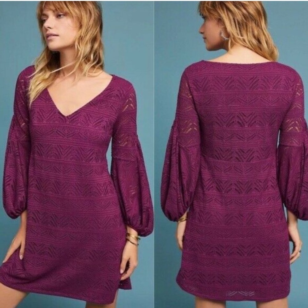 Anthropologie Purple Lace Dress